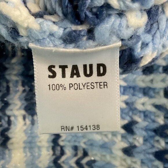 STAUD Gardenia Mini Dress, Small, Blue/White, 100% Polyester Knit - Picture 3 of 4